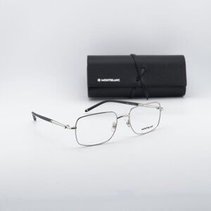 Montblanc MB0072O 002 Rectangle Eyeglasses 55mm – Silver/Black
